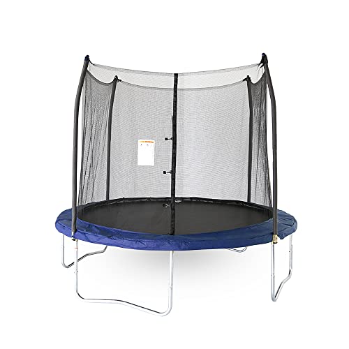 SKYWALKER TRAMPOLINES 10 FT Round, Outdoor Trampoline for Kids with Enclosure Net Basketball Hoop, Spring Pad Cover, ASTM Approval, 700 LBS Weight Capacity